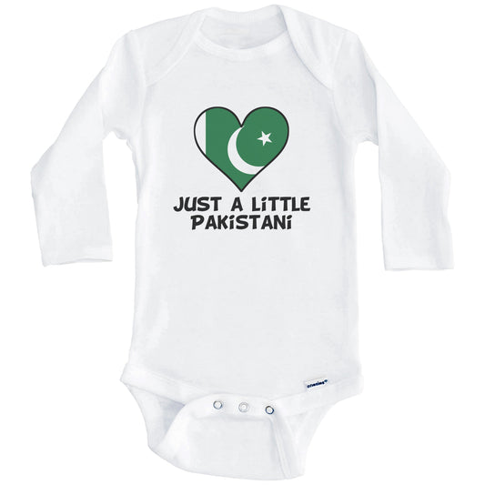 Just A Little Pakistani Onesie - Funny Pakistan Flag Baby Bodysuit (Long Sleeves)