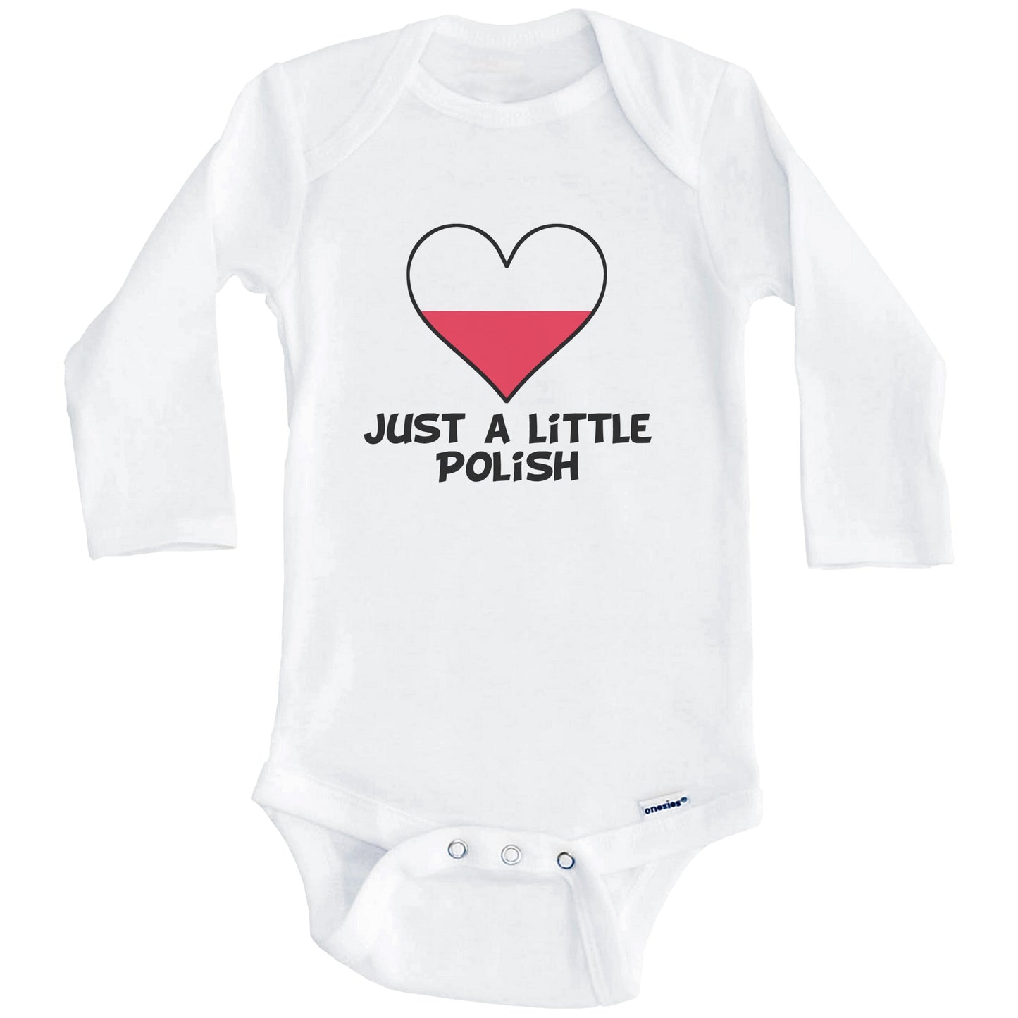 Just A Little Polish Onesie - Funny Poland Flag Baby Bodysuit (Long Sleeves)