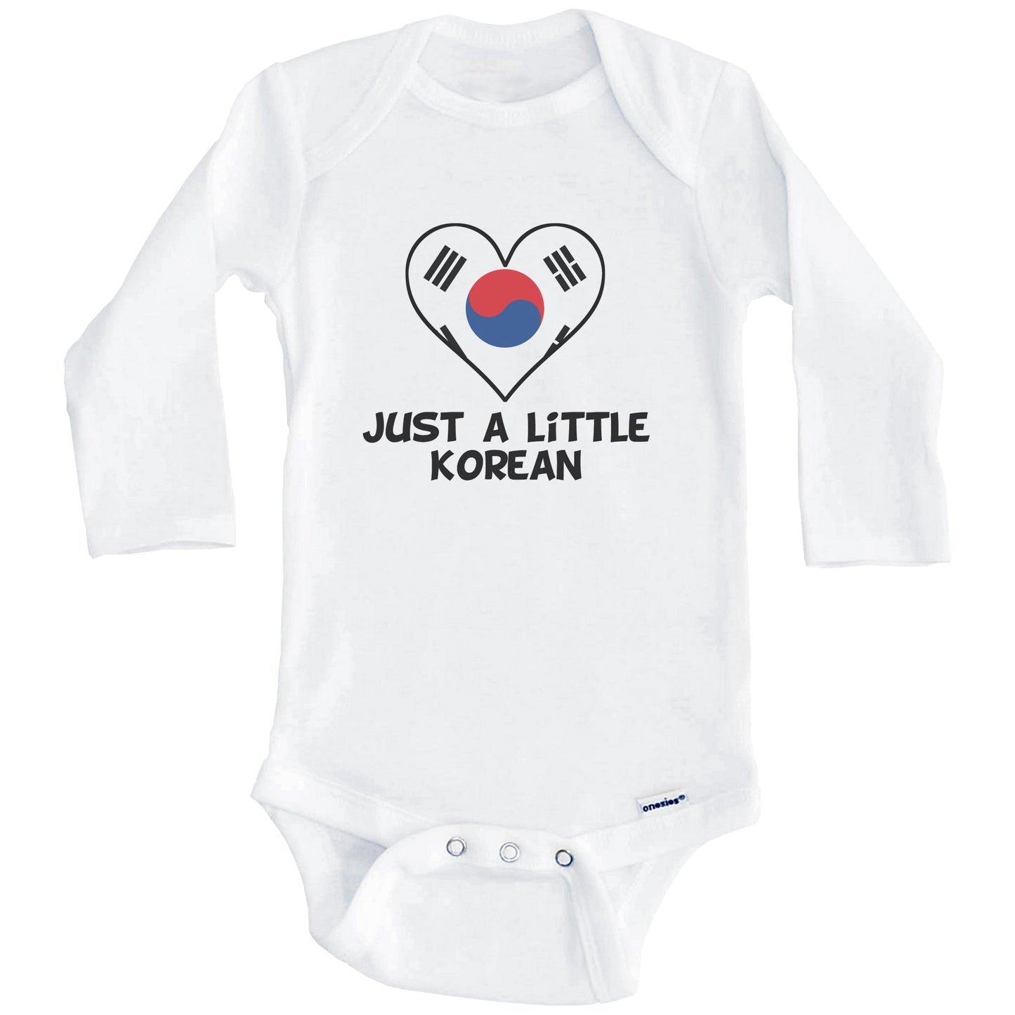Just A Little Korean Onesie - Funny South Korea Flag Baby Bodysuit (Long Sleeves)