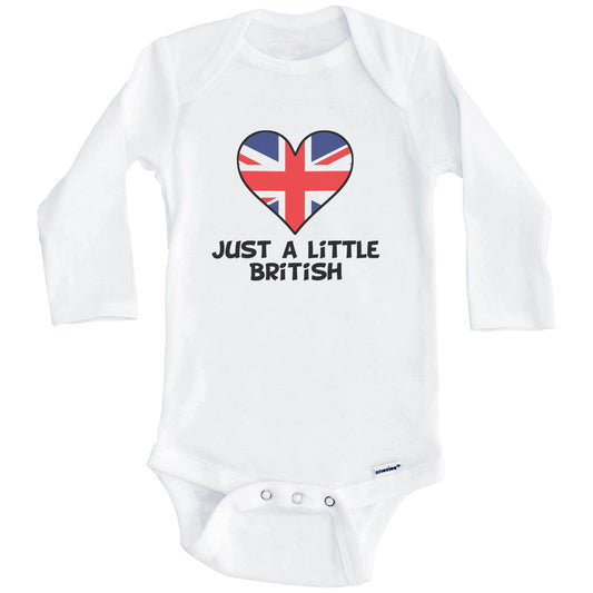 Just A Little British Onesie - Funny United Kingdom Flag Baby Bodysuit (Long Sleeves)