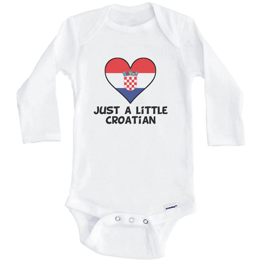 Just A Little Croatian Onesie - Funny Croatia Flag Baby Bodysuit (Long Sleeves)