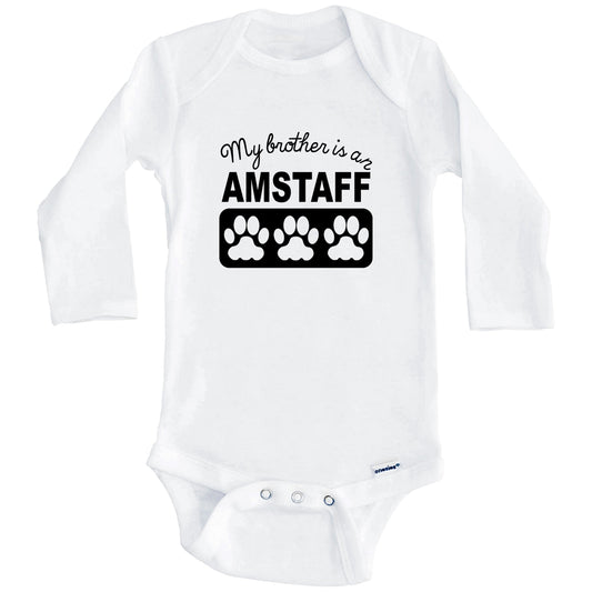 My Brother Is An AmStaff Baby Onesie (Long Sleeves)