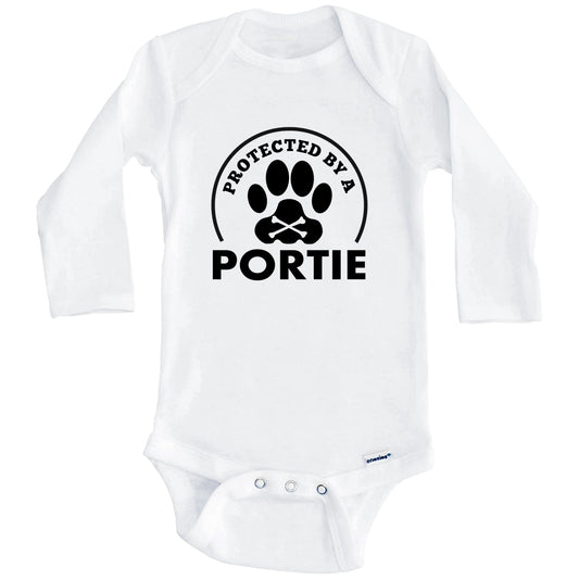 Protected By A Portie Funny Baby Onesie (Long Sleeves)