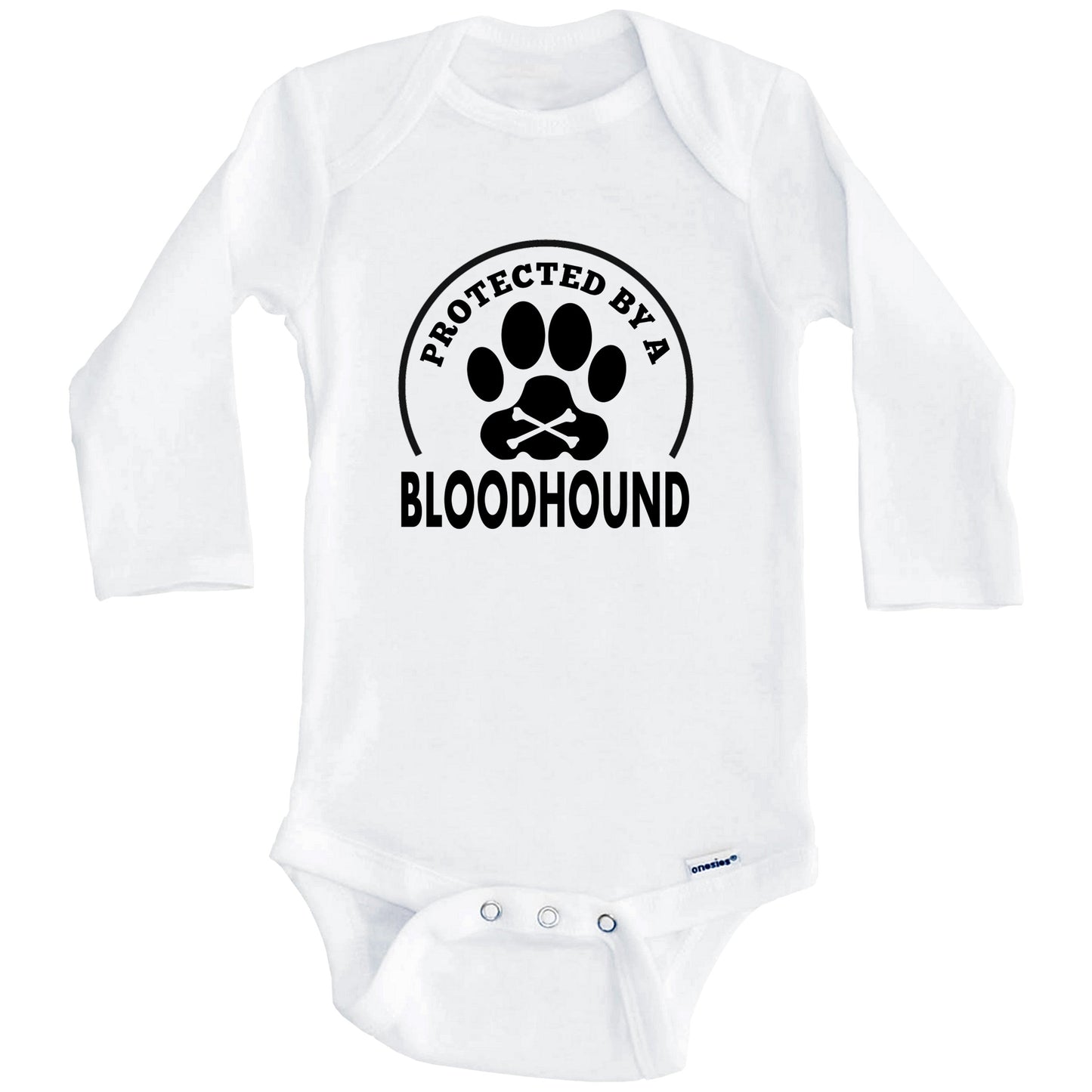 Protected By A Bloodhound Funny Baby Onesie (Long Sleeves)