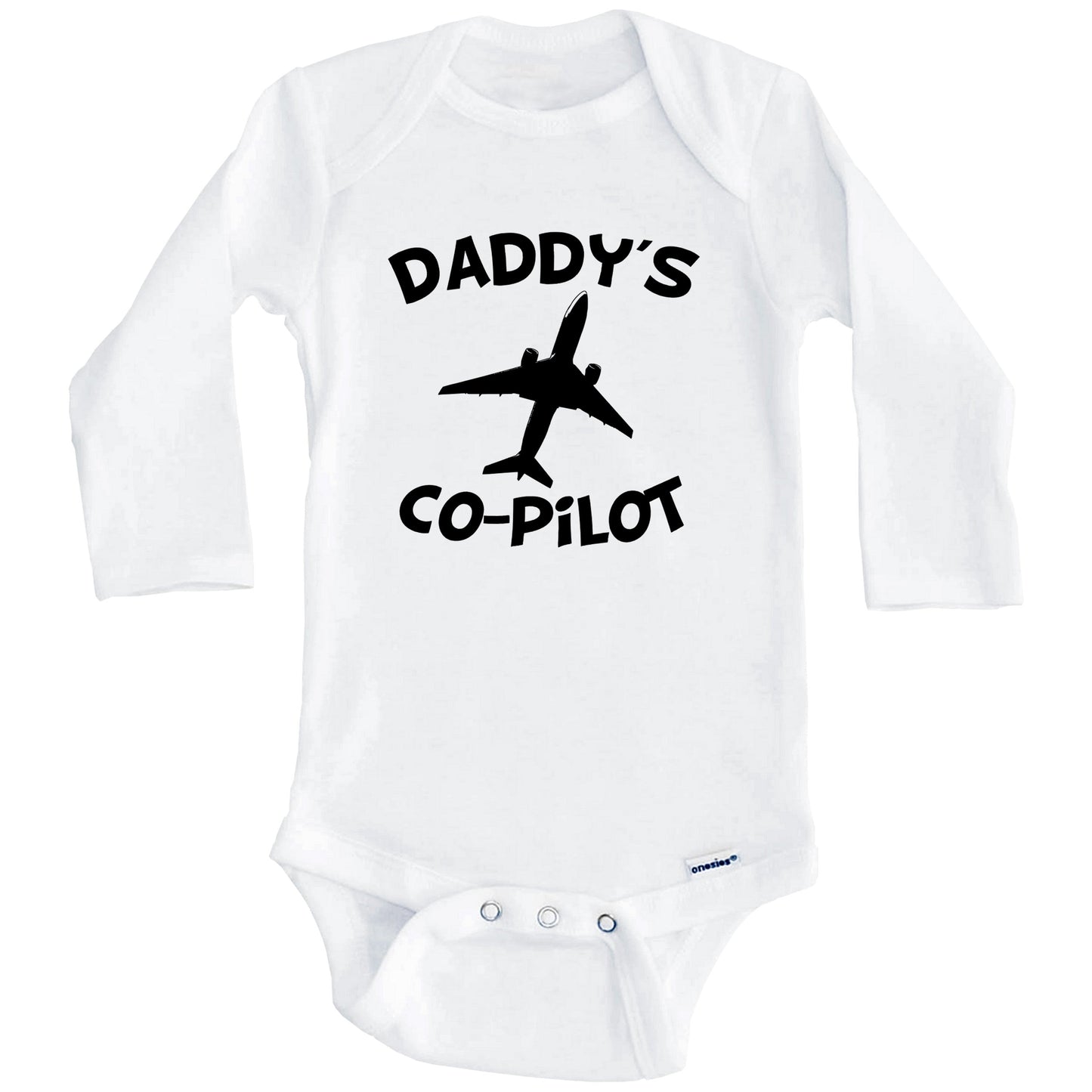 Daddy's Co-Pilot Cute Airplane Baby Onesie (Long Sleeves)