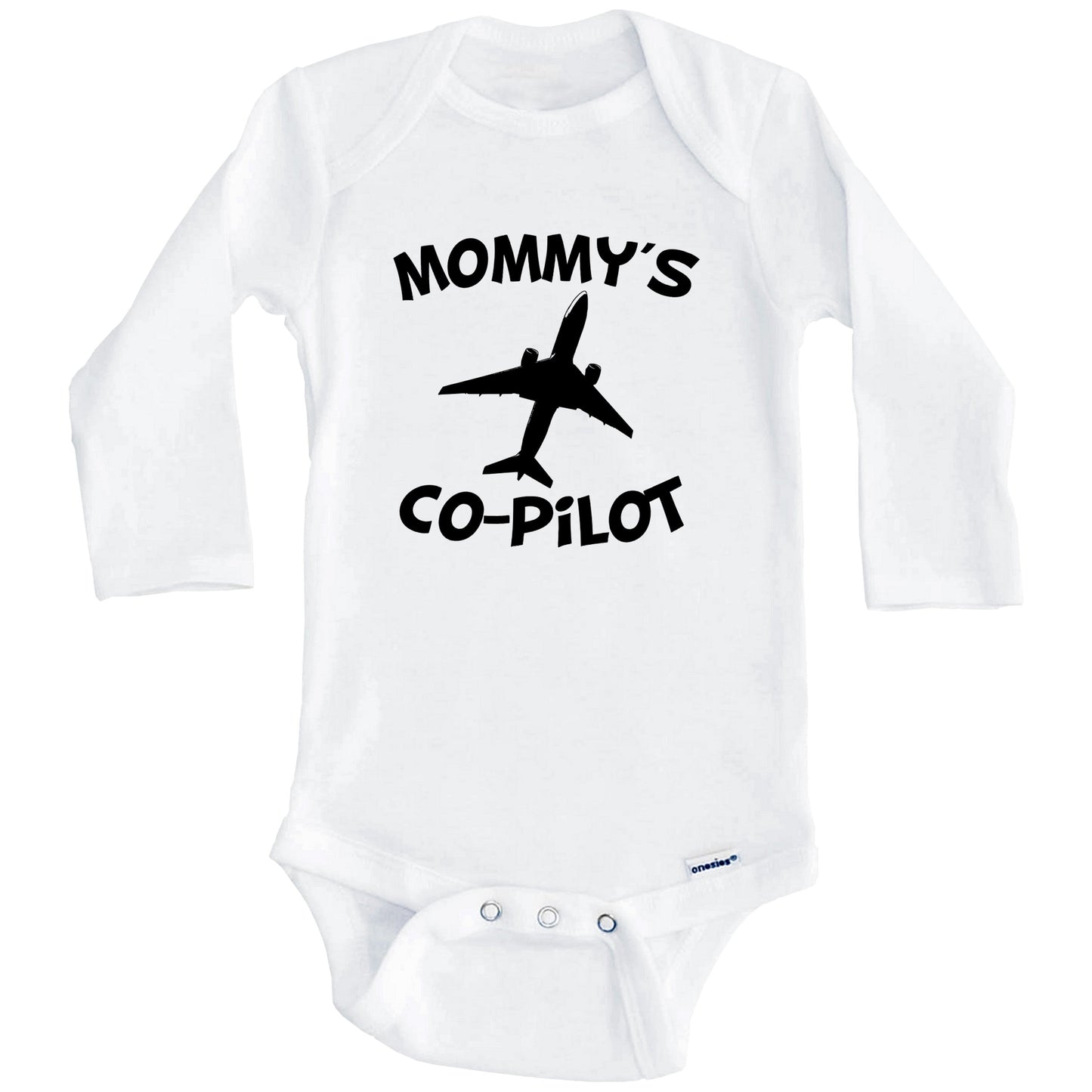Mommy's Co-Pilot Cute Airplane Baby Onesie (Long Sleeves)