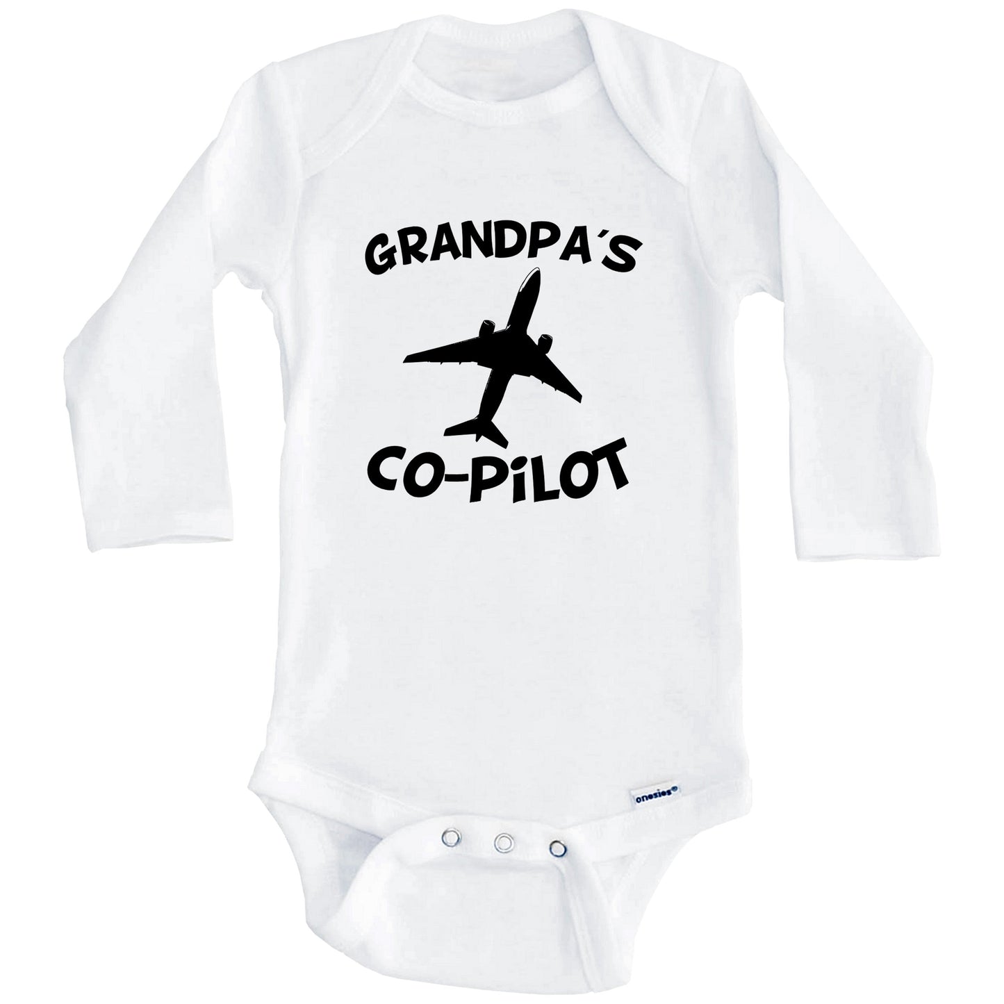 Grandpa's Co-Pilot Cute Airplane Baby Onesie (Long Sleeves)