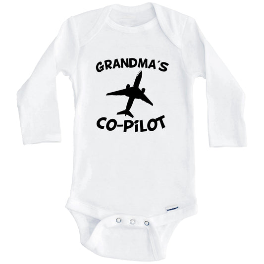 Grandma's Co-Pilot Cute Airplane Baby Onesie (Long Sleeves)