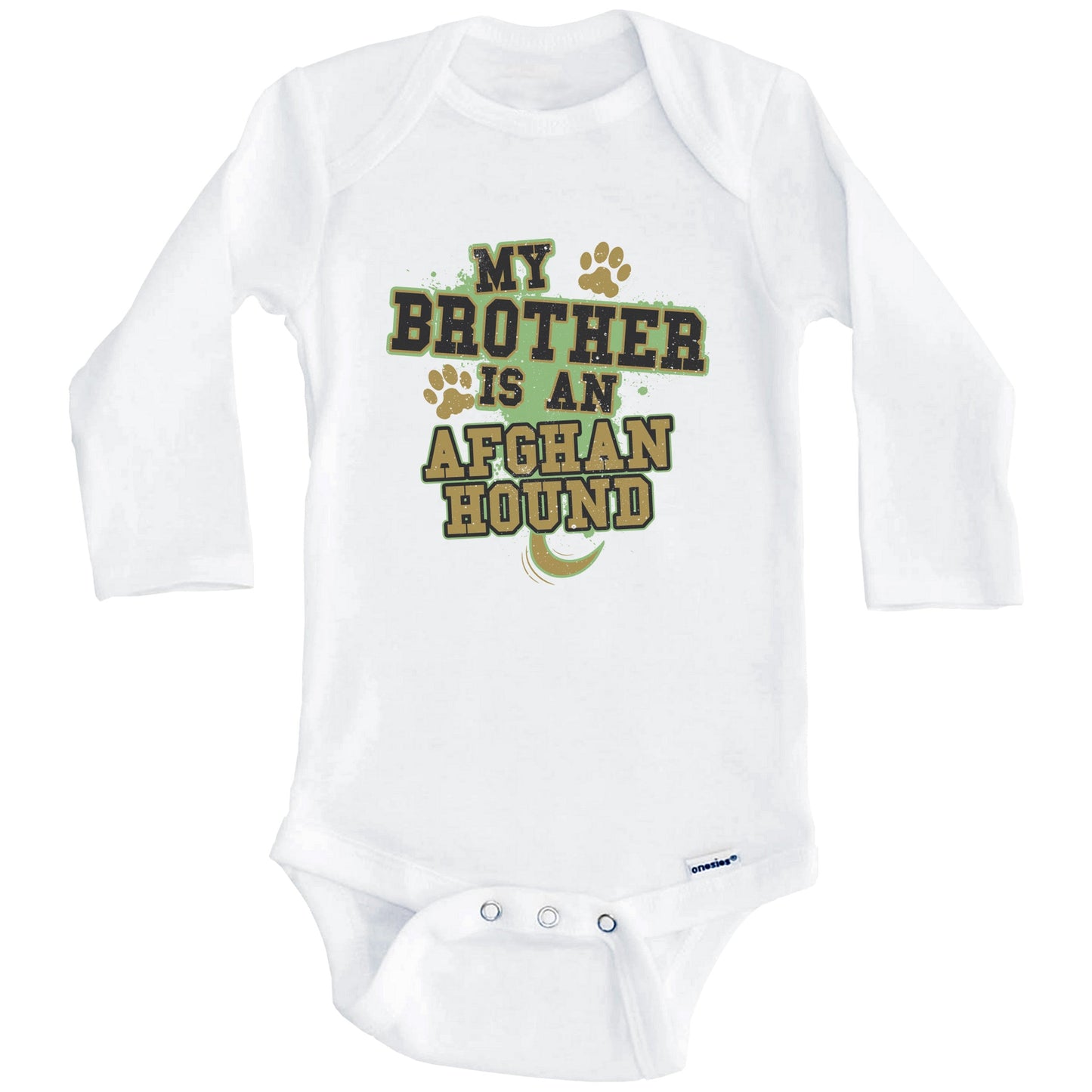 My Brother Is An Afghan Hound Funny Dog Baby Onesie (Long Sleeves)