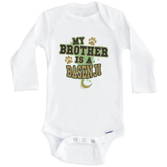 My Brother Is A Basenji Funny Dog Baby Onesie (Long Sleeves)