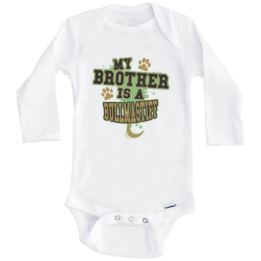 My Brother Is A Bullmastiff Funny Dog Baby Onesie (Long Sleeves)