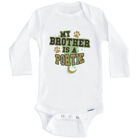 My Brother Is A Portie Funny Dog Baby Onesie (Long Sleeves)