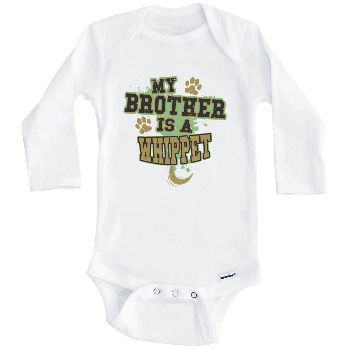 My Brother Is A Whippet Funny Dog Baby Onesie (Long Sleeves)