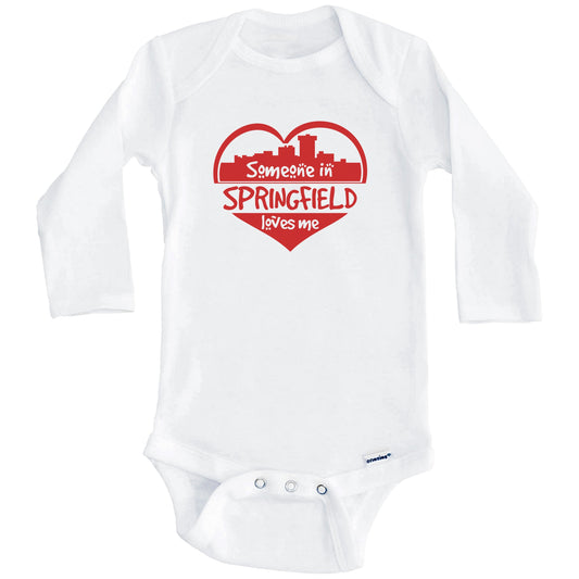 Someone in Springfield Loves Me Springfield Missouri Skyline Heart Baby Onesie (Long Sleeves)