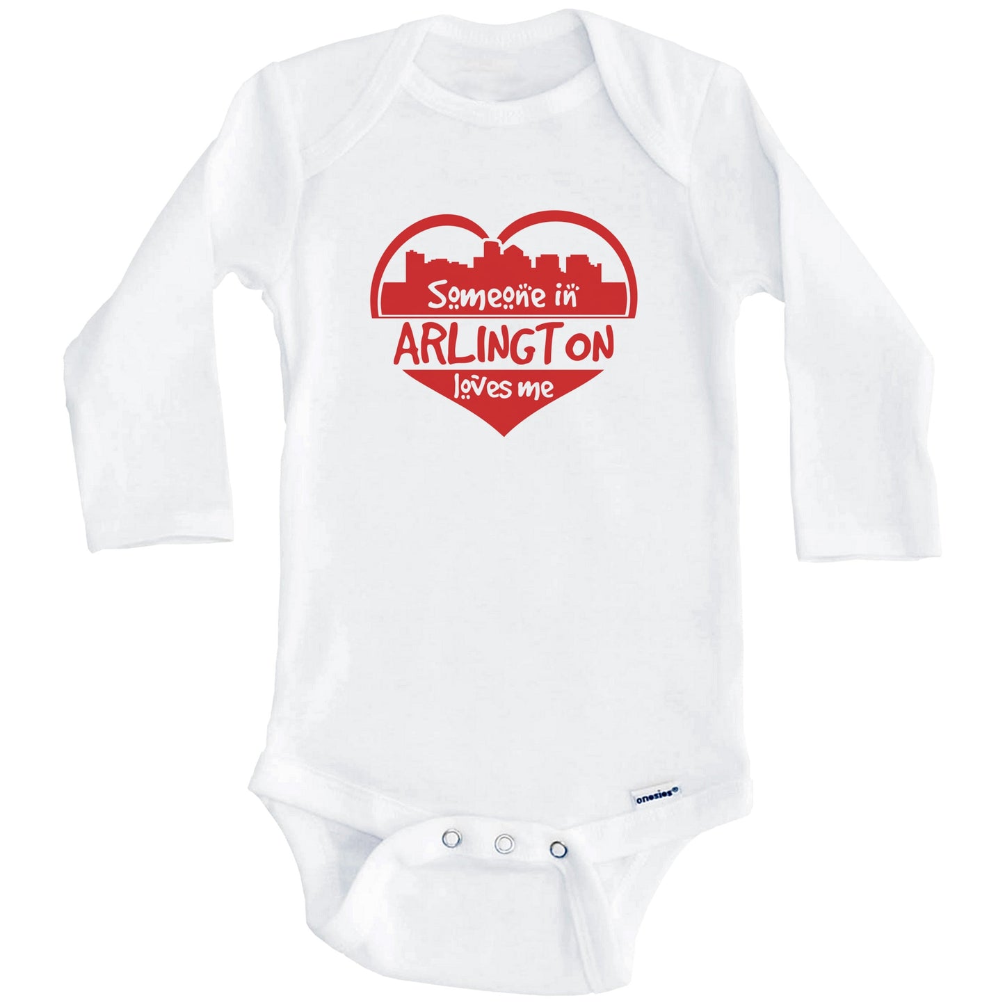 Someone in Arlington Loves Me Arlington Virginia Skyline Heart Baby Onesie (Long Sleeves)