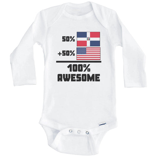 50% Dominican 50% American 100% Awesome Funny Flag Baby Onesie (Long Sleeves)