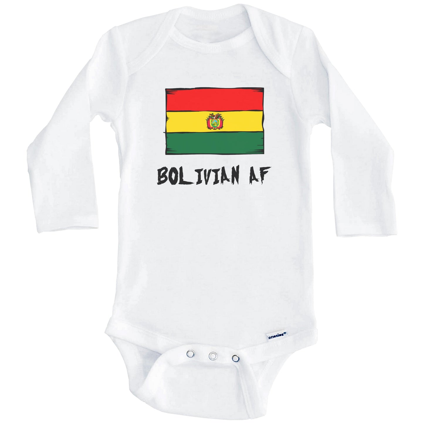 Bolivian AF Funny Bolivia Flag Baby Onesie (Long Sleeves)