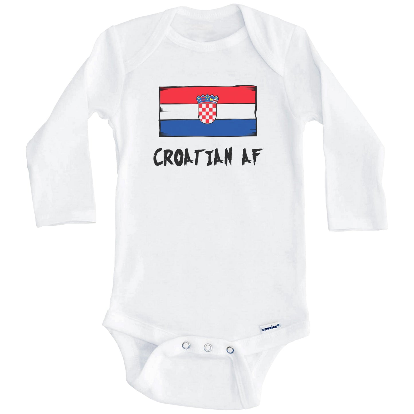 Croatian AF Funny Croatia Flag Baby Onesie (Long Sleeves)