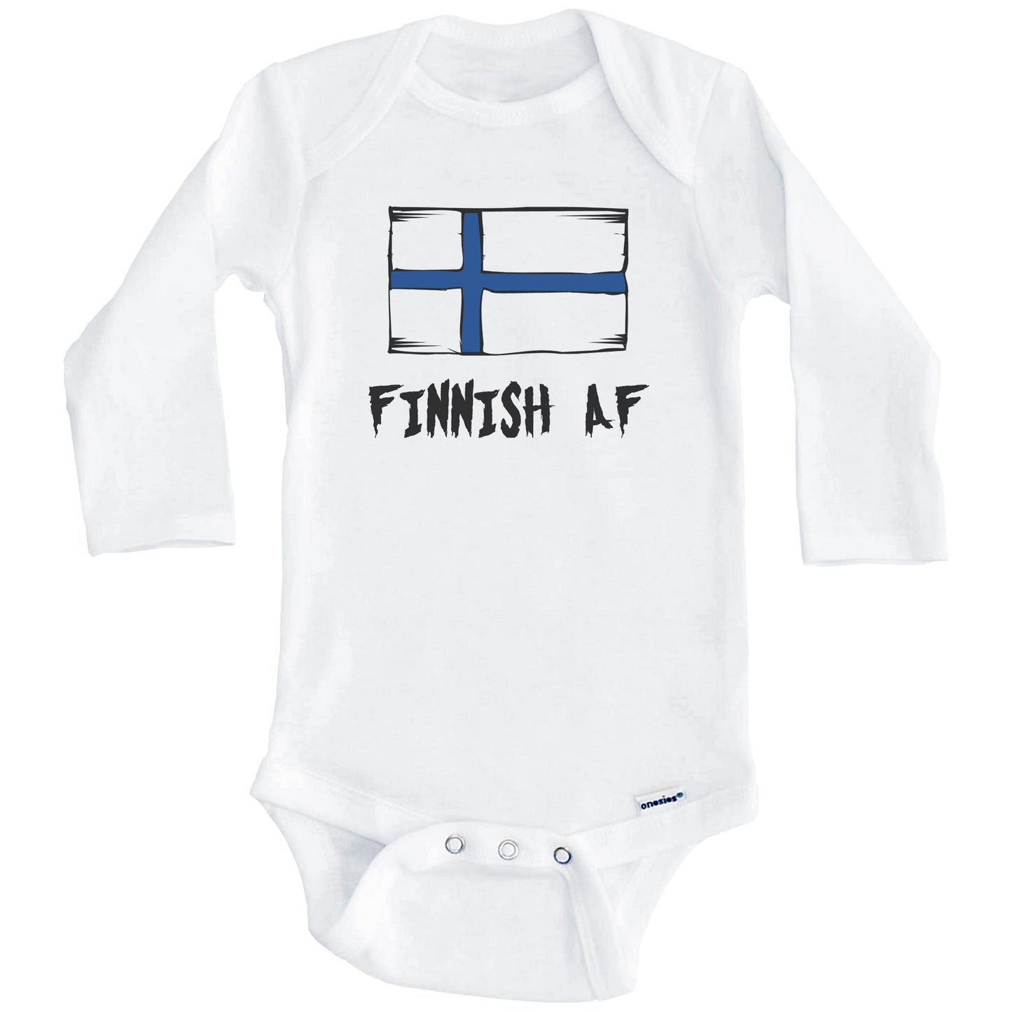 Finnish AF Funny Finland Flag Baby Onesie (Long Sleeves)