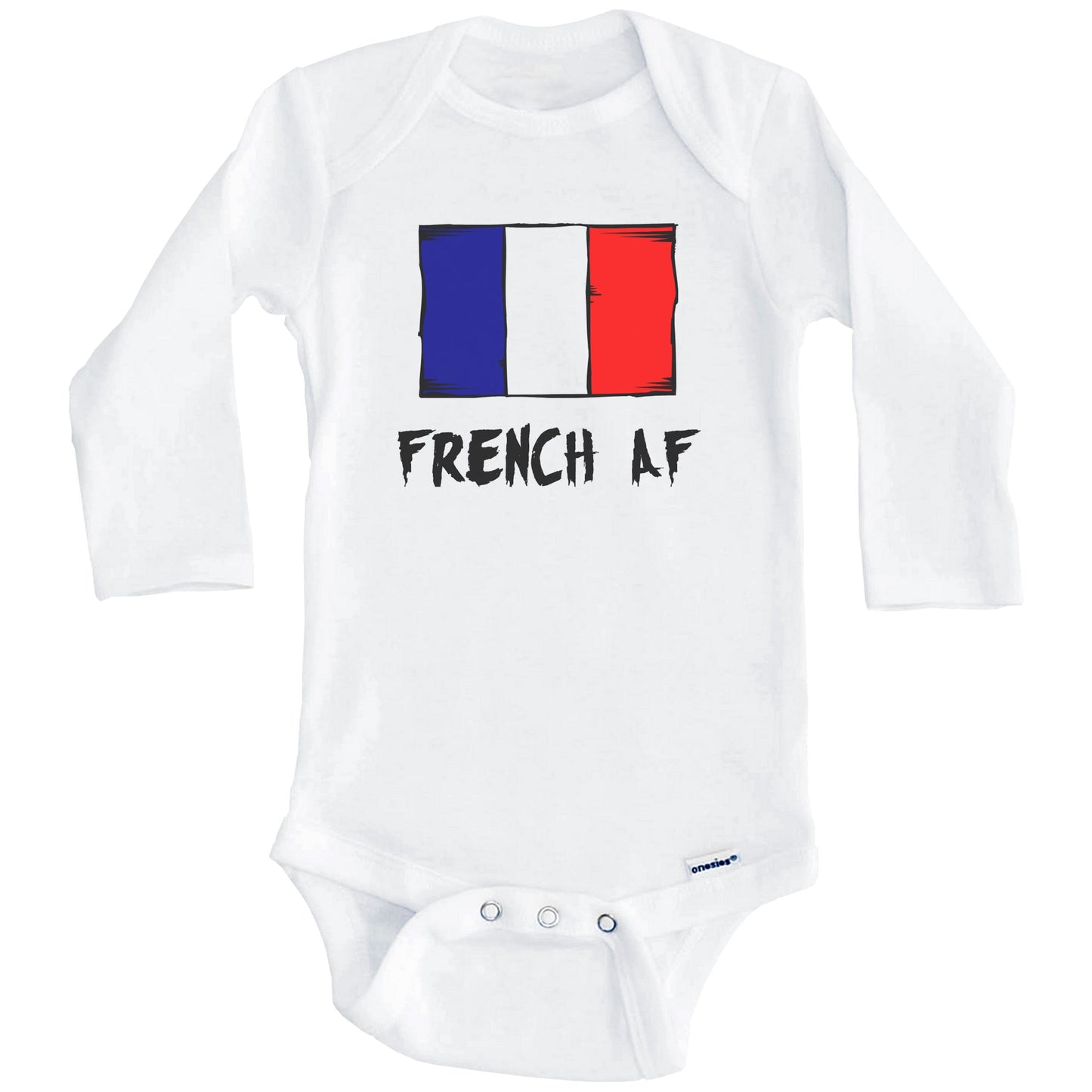 French AF Funny France Flag Baby Onesie (Long Sleeves)