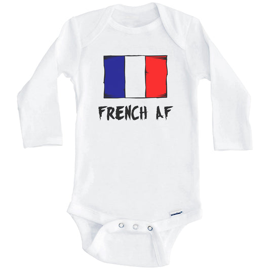 French AF Funny France Flag Baby Onesie (Long Sleeves)