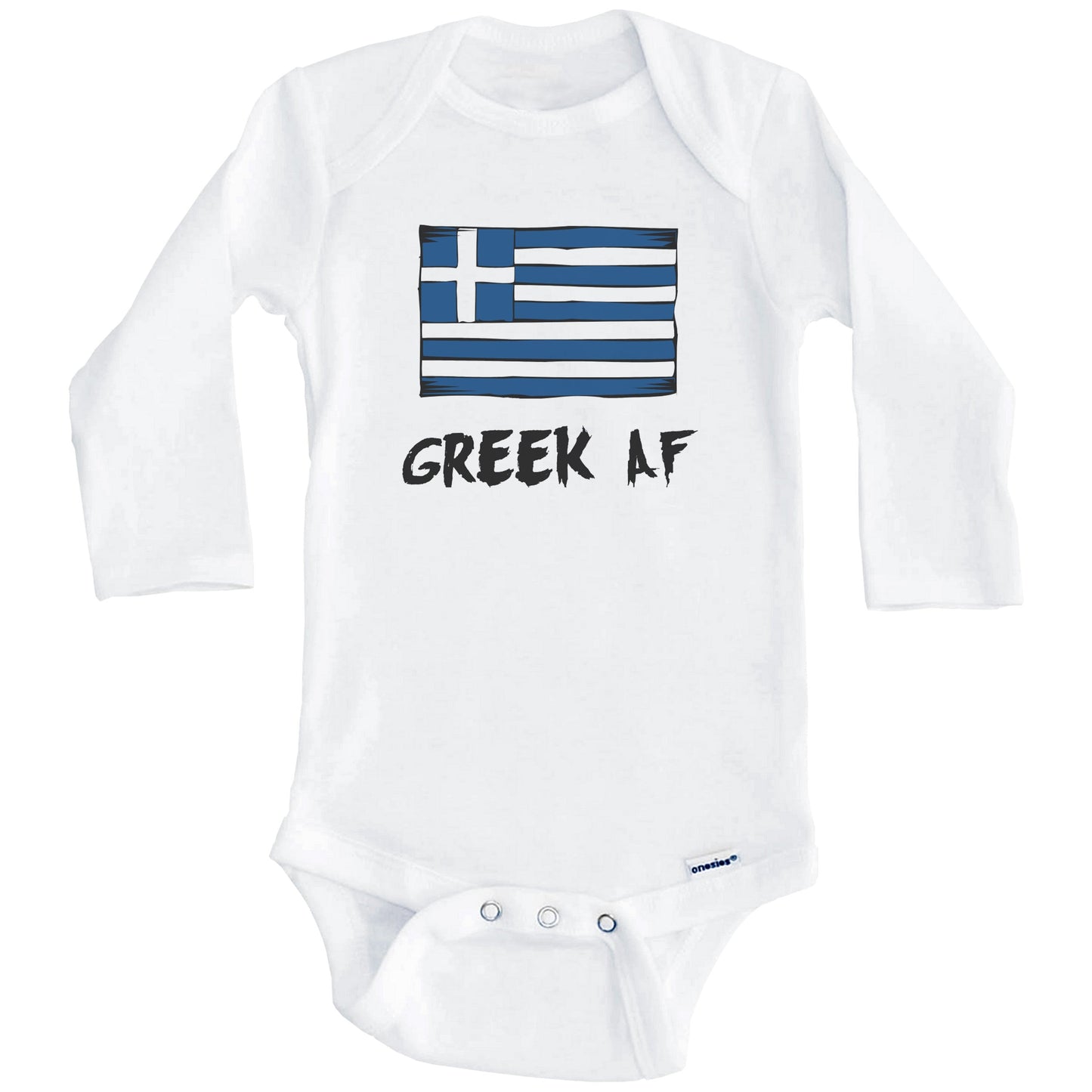 Greek AF Funny Greece Flag Baby Onesie (Long Sleeves)