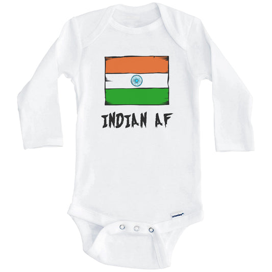 Indian AF Funny India Flag Baby Onesie (Long Sleeves)