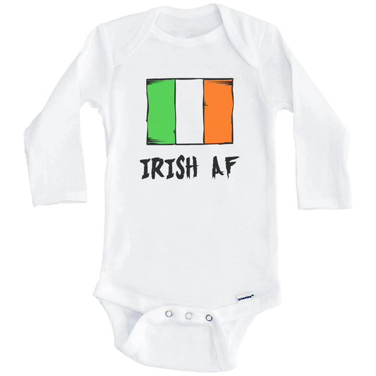 Irish AF Funny Ireland Flag Baby Onesie (Long Sleeves)