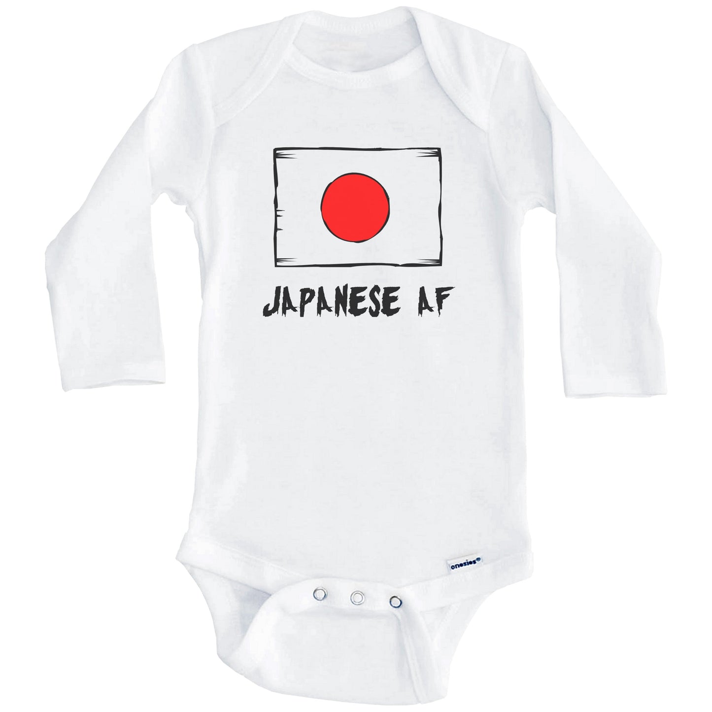 Japanese AF Funny Japan Flag Baby Onesie (Long Sleeves)