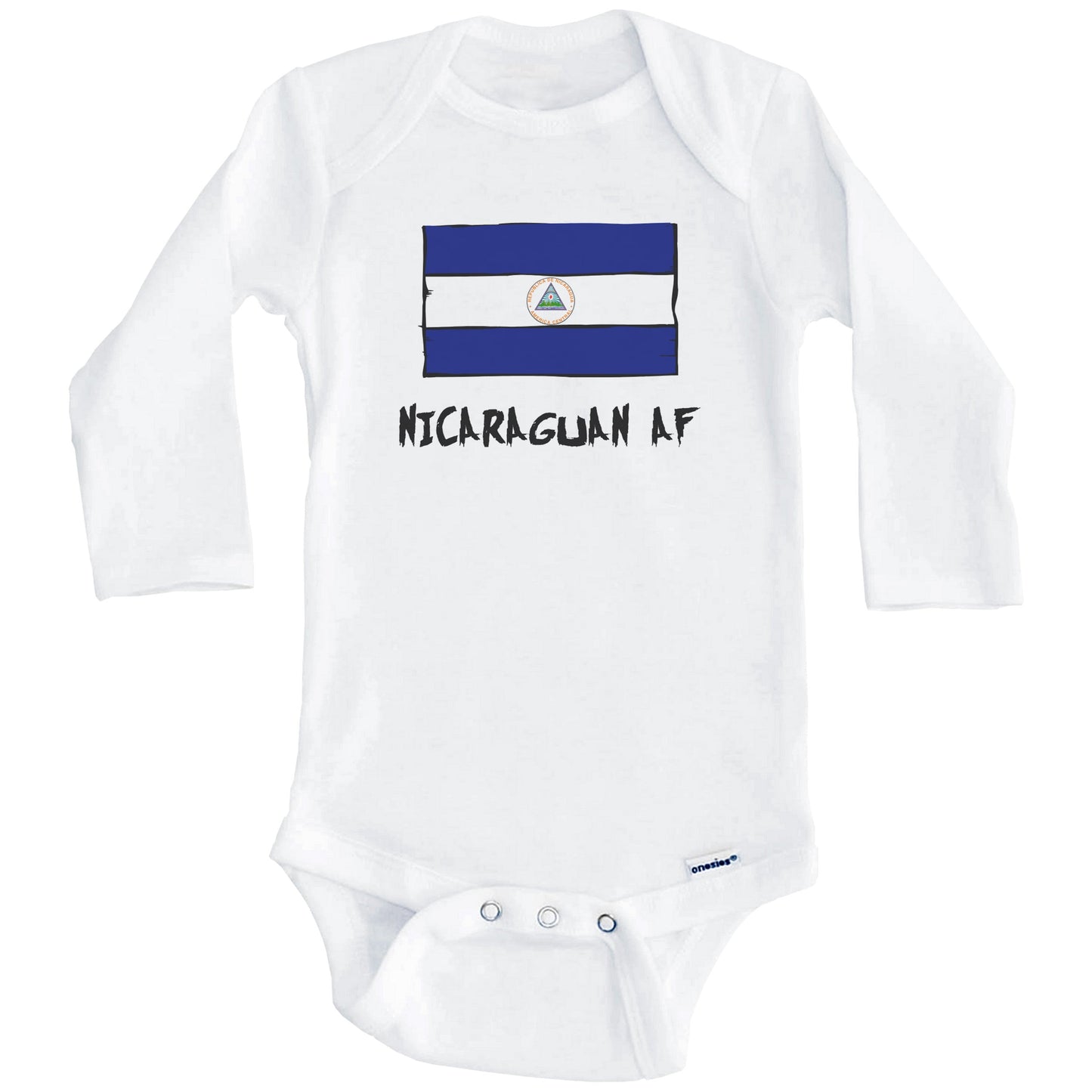 Nicaraguan AF Funny Nicaragua Flag Baby Onesie (Long Sleeves)
