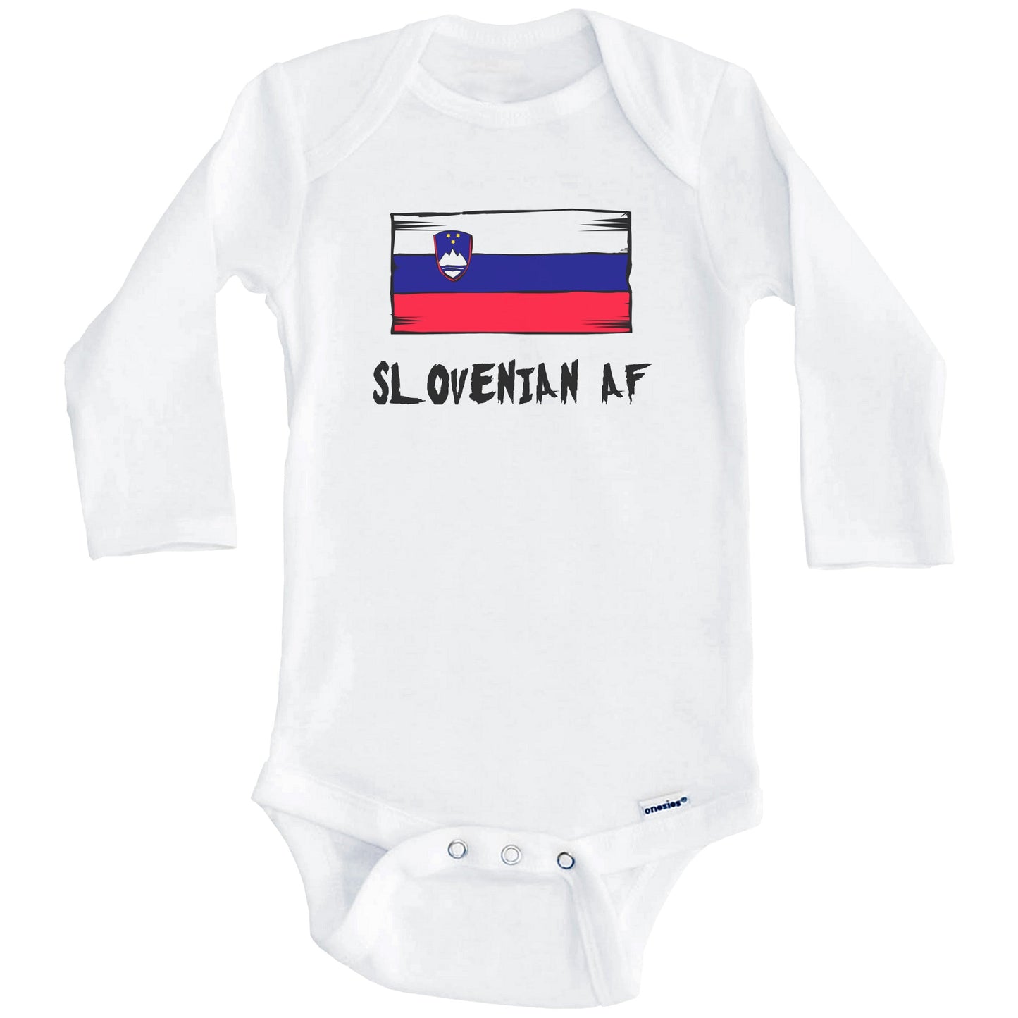 Slovenian AF Funny Slovenia Flag Baby Onesie (Long Sleeves)