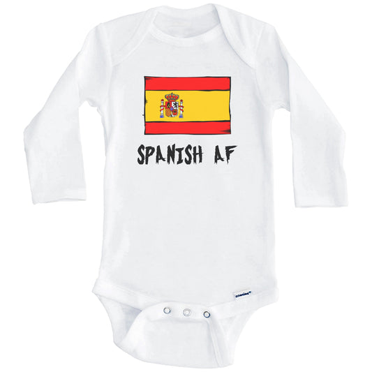 Spanish AF Funny Spain Flag Baby Onesie (Long Sleeves)