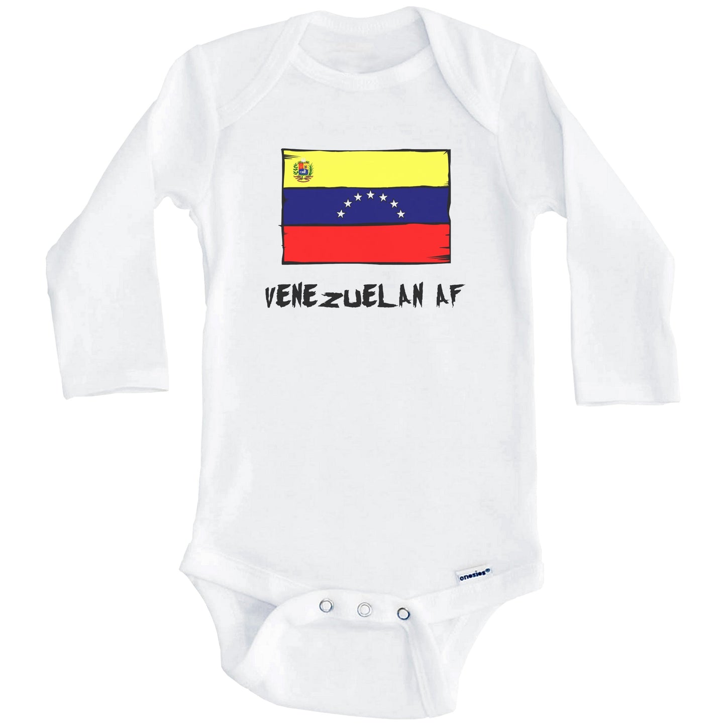 Venezuelan AF Funny Venezuela Flag Baby Onesie (Long Sleeves)