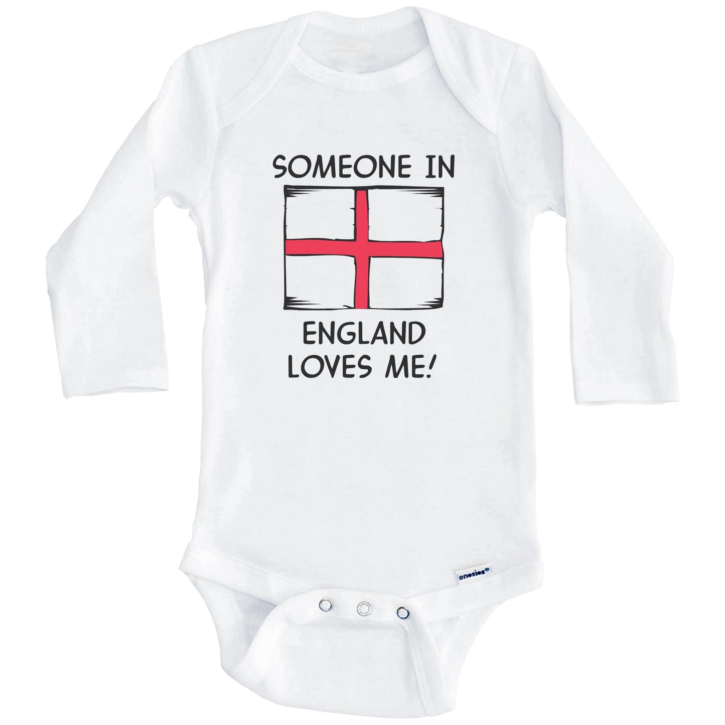 Someone In England Loves Me English Flag Baby Onesie (Long Sleeves)