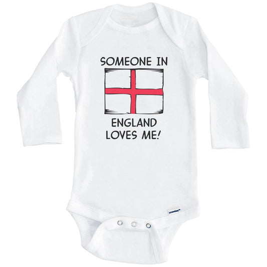 Someone In England Loves Me English Flag Baby Onesie (Long Sleeves)