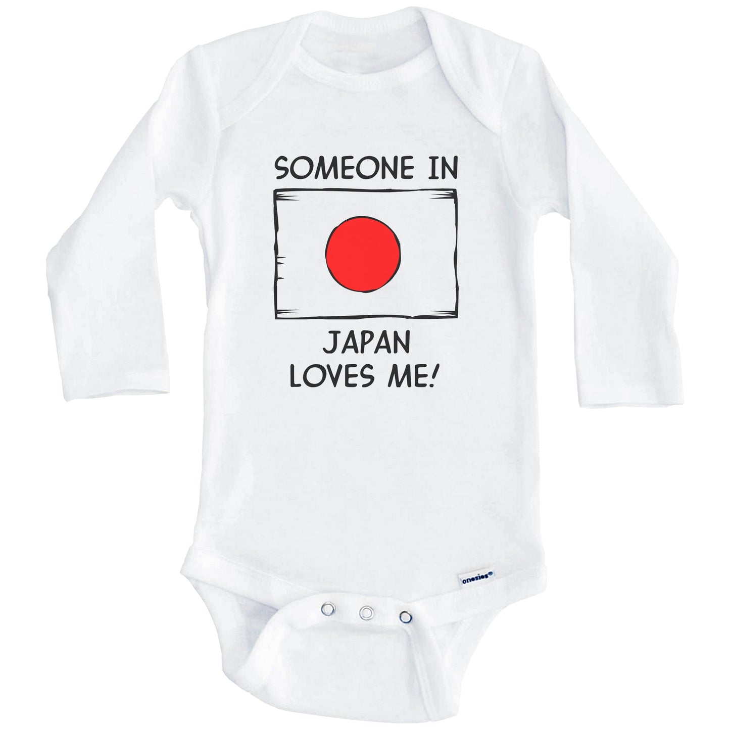 Someone In Japan Loves Me Japanese Flag Baby Onesie (Long Sleeves)