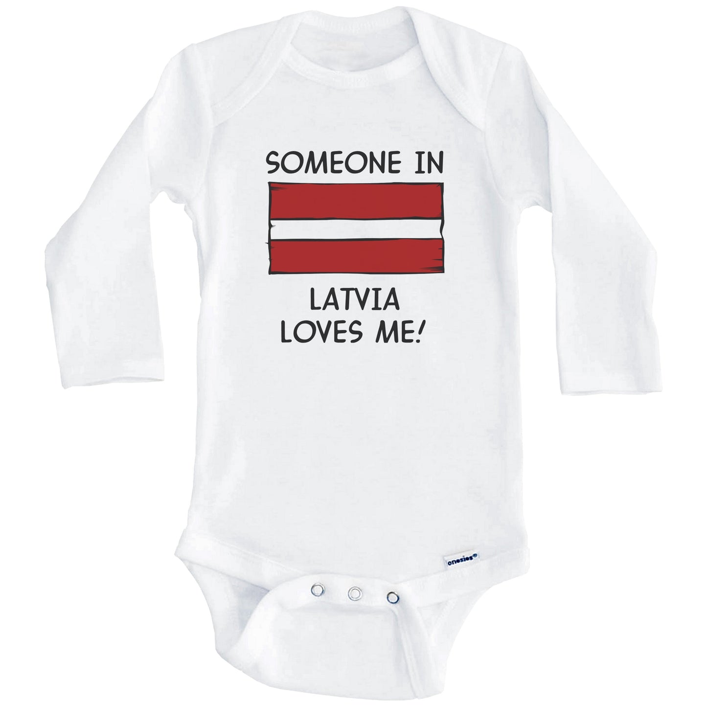 Someone In Latvia Loves Me Latvian Flag Baby Onesie (Long Sleeves)
