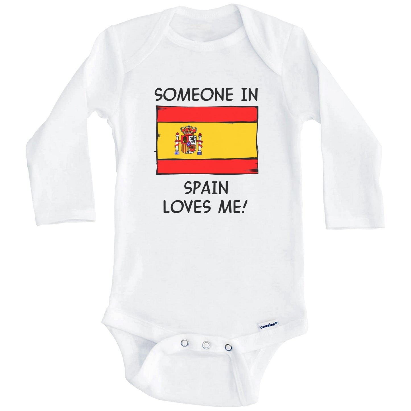 Someone In Spain Loves Me Spanish Flag Baby Onesie (Long Sleeves)