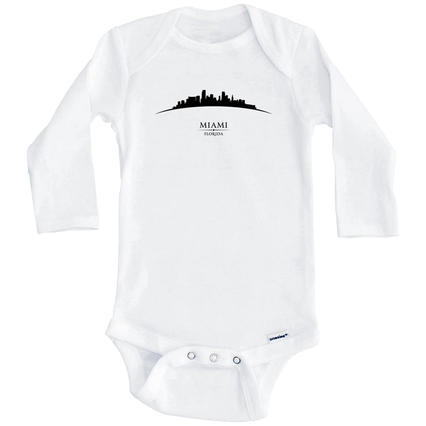 Miami Florida Cityscape Downtown Skyline Baby Onesie (Long Sleeves)