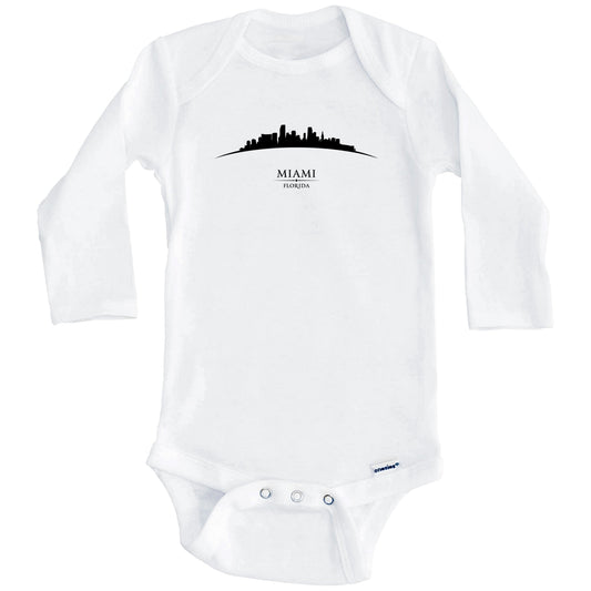 Miami Florida Cityscape Downtown Skyline Baby Onesie (Long Sleeves)
