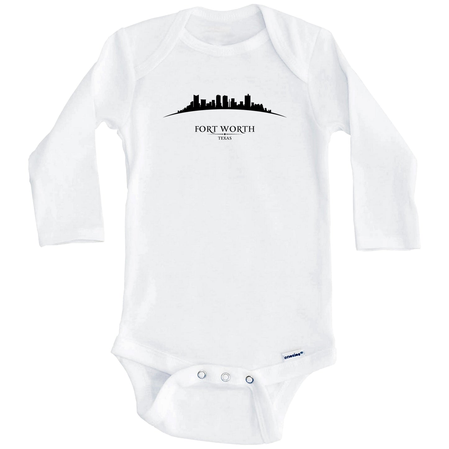 Fort Worth Texas Cityscape Downtown Skyline Baby Onesie (Long Sleeves)