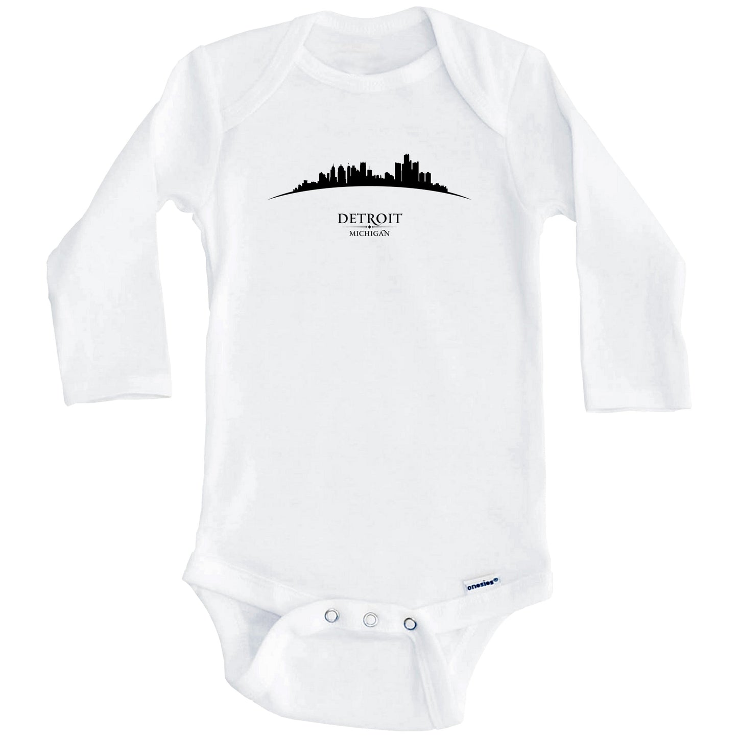 Detroit Michigan Cityscape Downtown Skyline Baby Onesie (Long Sleeves)