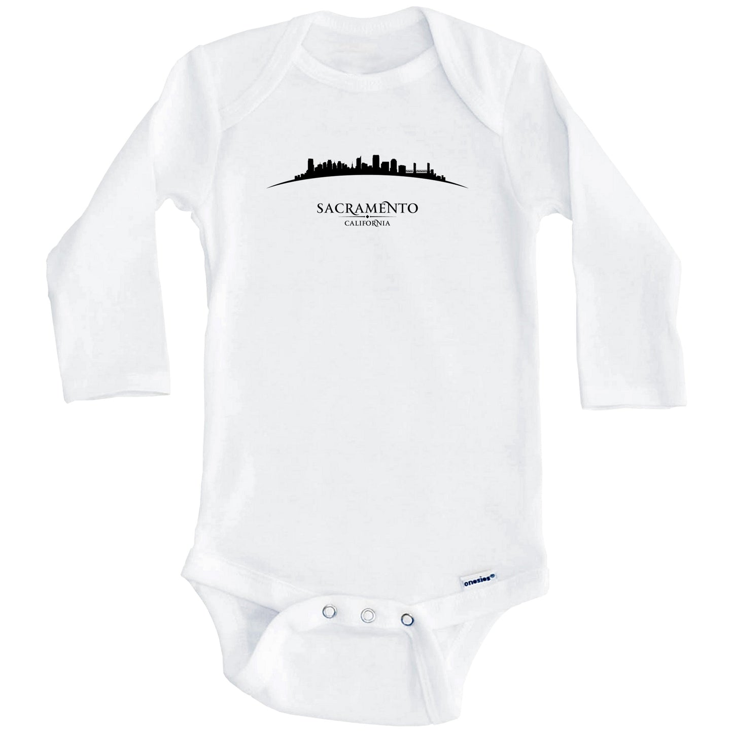 Sacramento California Cityscape Downtown Skyline Baby Onesie (Long Sleeves)