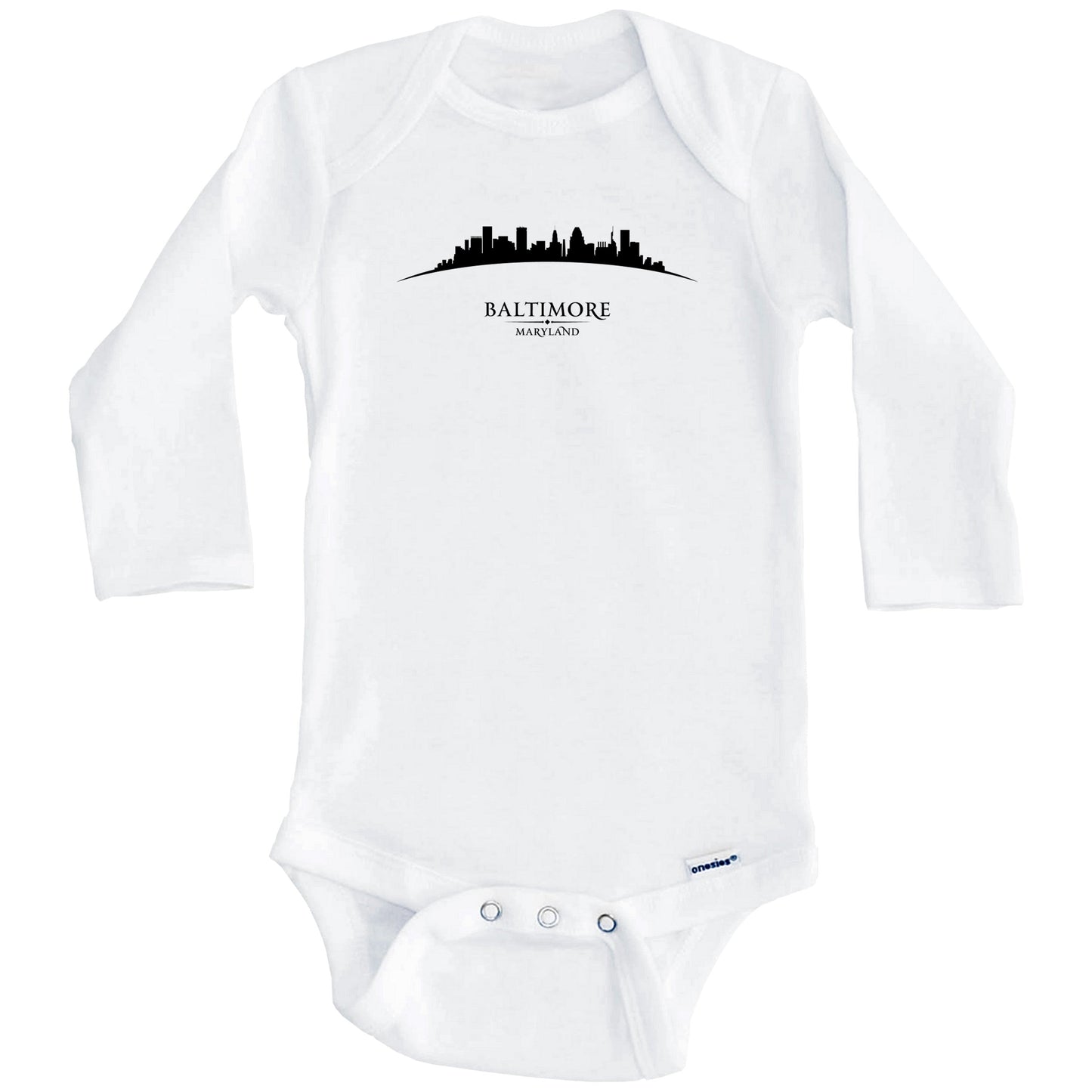 Baltimore Maryland Cityscape Downtown Skyline Baby Onesie (Long Sleeves)
