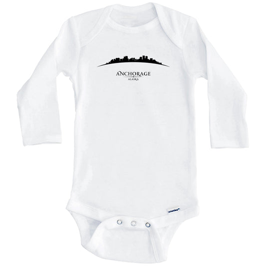 Anchorage Alaska Cityscape Downtown Skyline Baby Onesie (Long Sleeves)