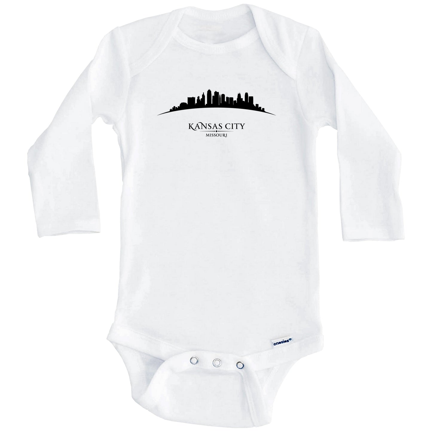 Kansas City Missouri Cityscape Downtown Skyline Baby Onesie (Long Sleeves)