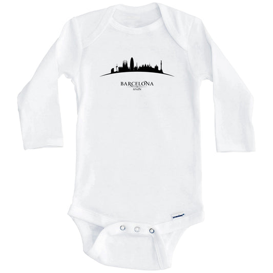 Barcelona Spain Cityscape Downtown Skyline Baby Onesie (Long Sleeves)
