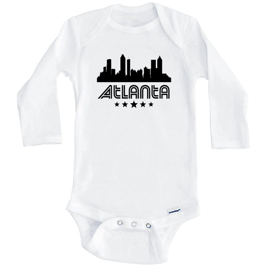 Atlanta Georgia Skyline Retro Style Baby Onesie (Long Sleeves)