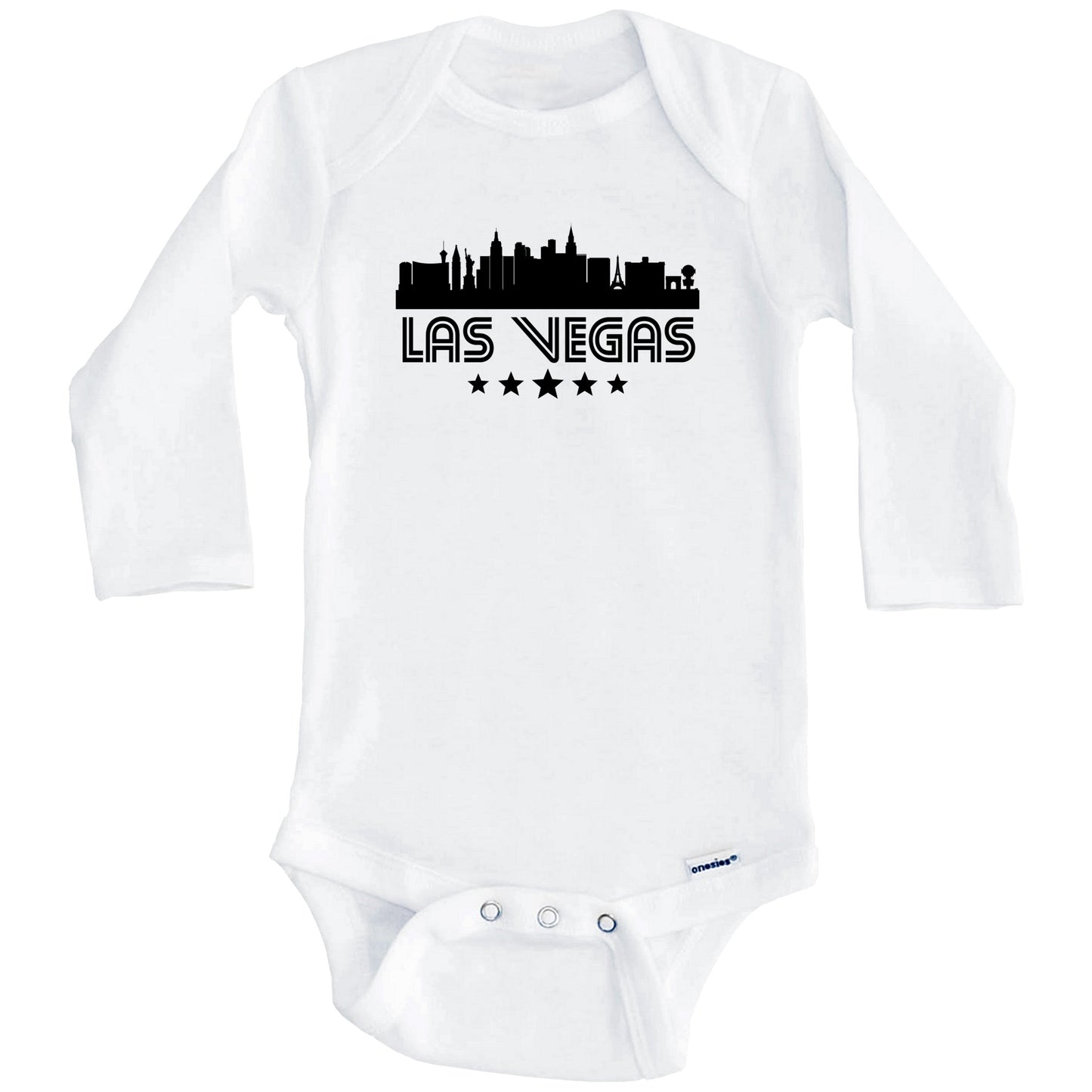 Las Vegas Nevada Skyline Retro Style Baby Onesie (Long Sleeves)