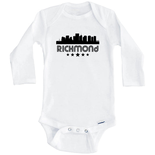 Richmond Virginia Skyline Retro Style Baby Onesie (Long Sleeves)